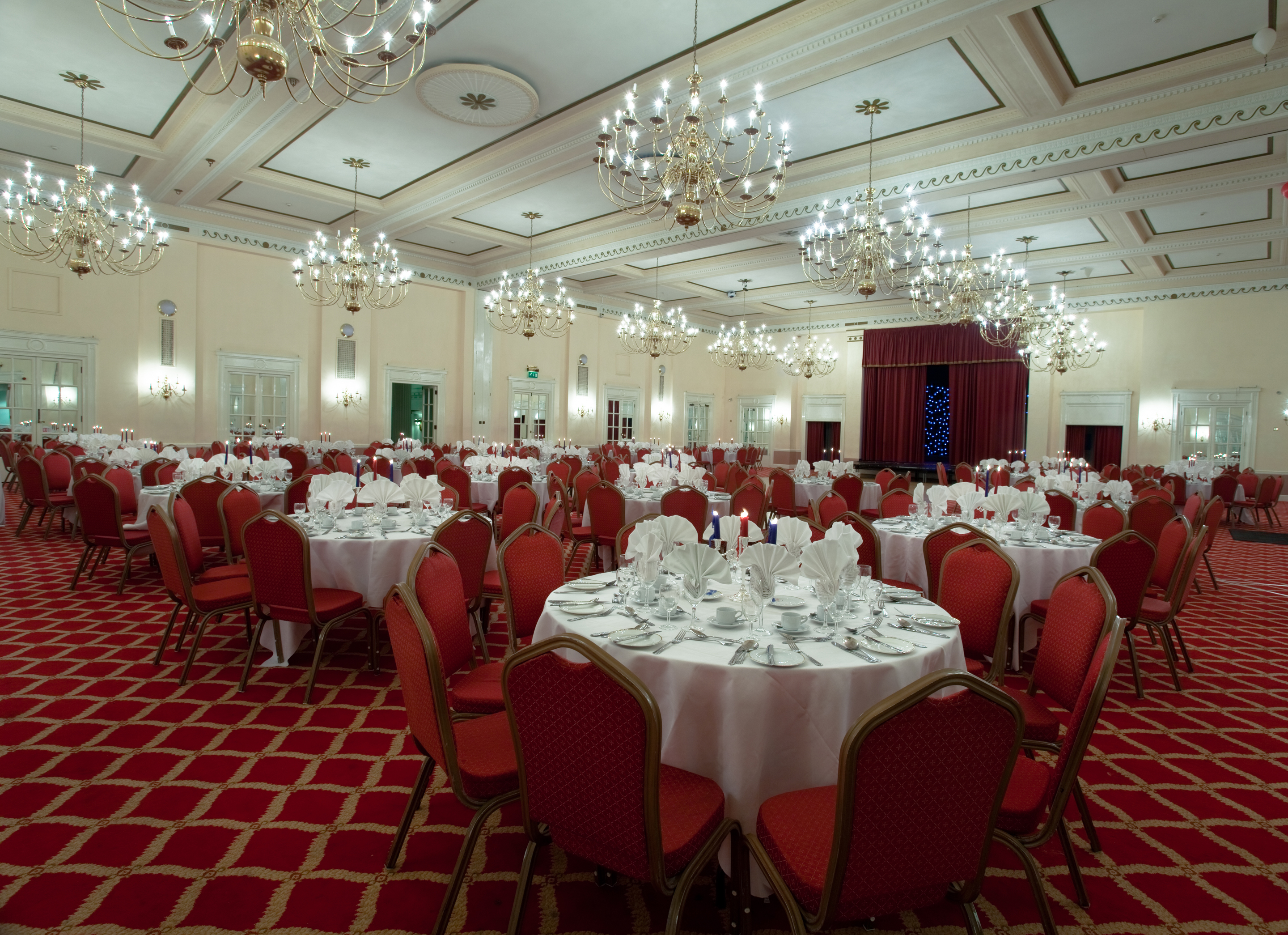 Elegant Banqueting Hall at The Adelphi Hotel, perfect for weddings and corporate events.