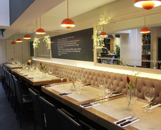 Elegant dining setup in Hache Holborn for intimate gatherings or corporate dinners.