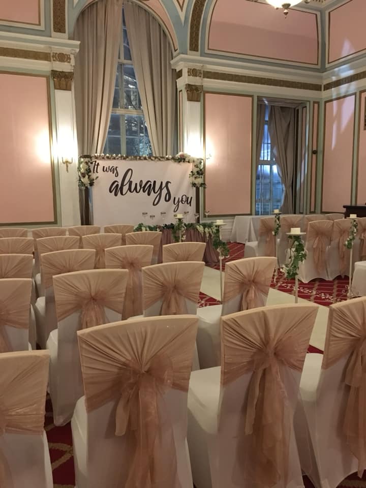 Crosby Suite at The Adelphi Hotel, elegant wedding venue with romantic decor.