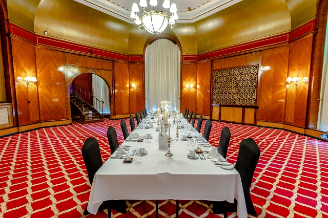 Empire Suite at The Adelphi Hotel, elegant table setup for corporate events and banquets.