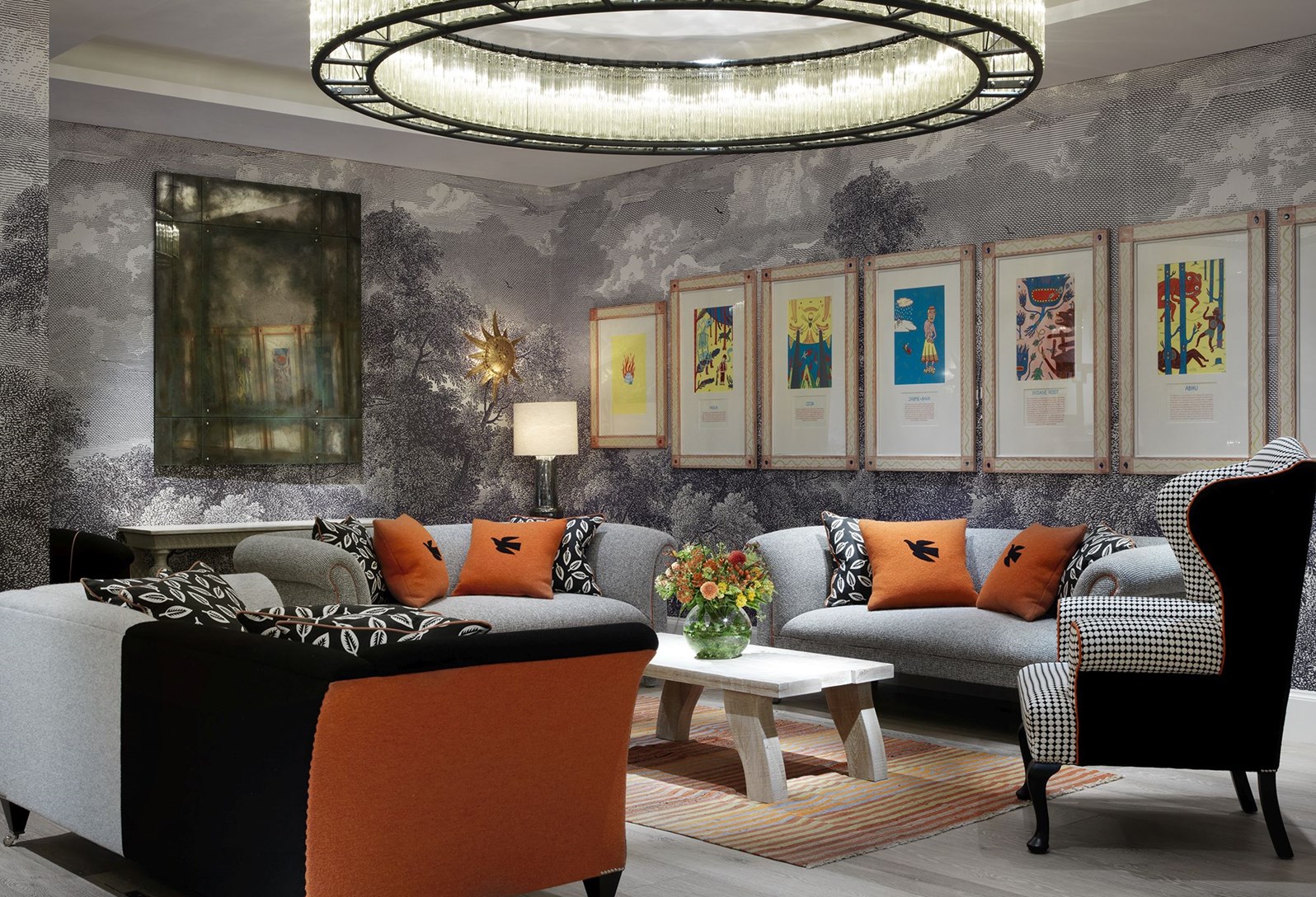 Stylish Windmill Room lounge at Ham Yard Hotel, ideal for networking events.