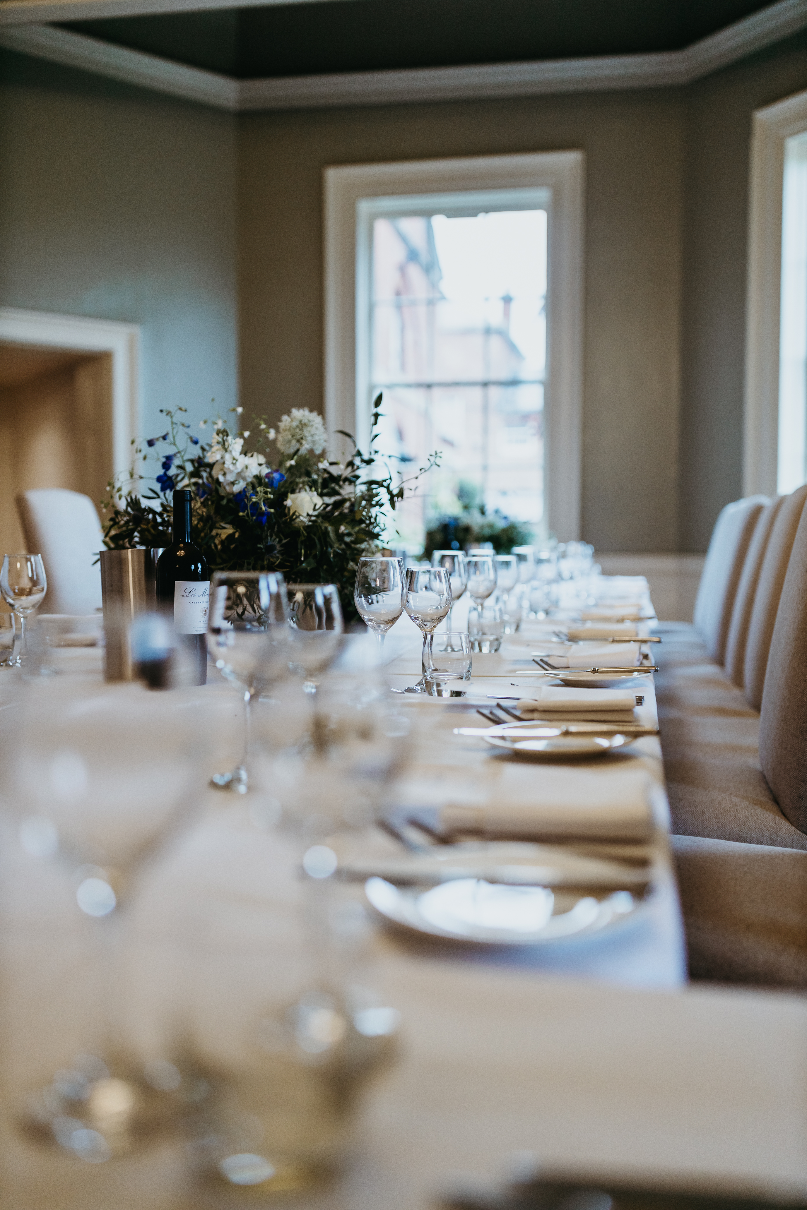 Elegant dining table setup at Norwood Park Country House for corporate events.