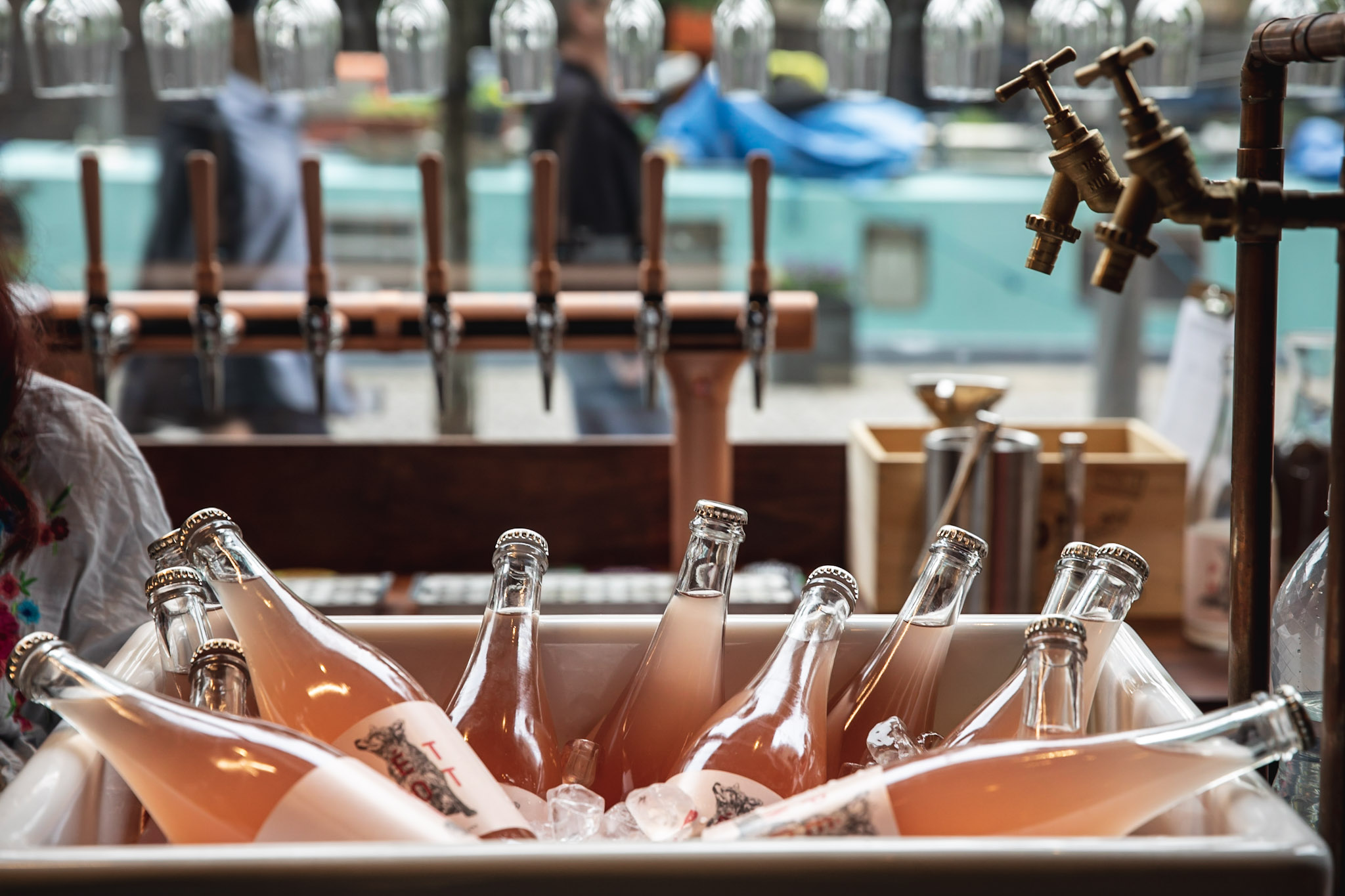 Stylish rosé beverage display in ice for summer outdoor events in Central Otago.