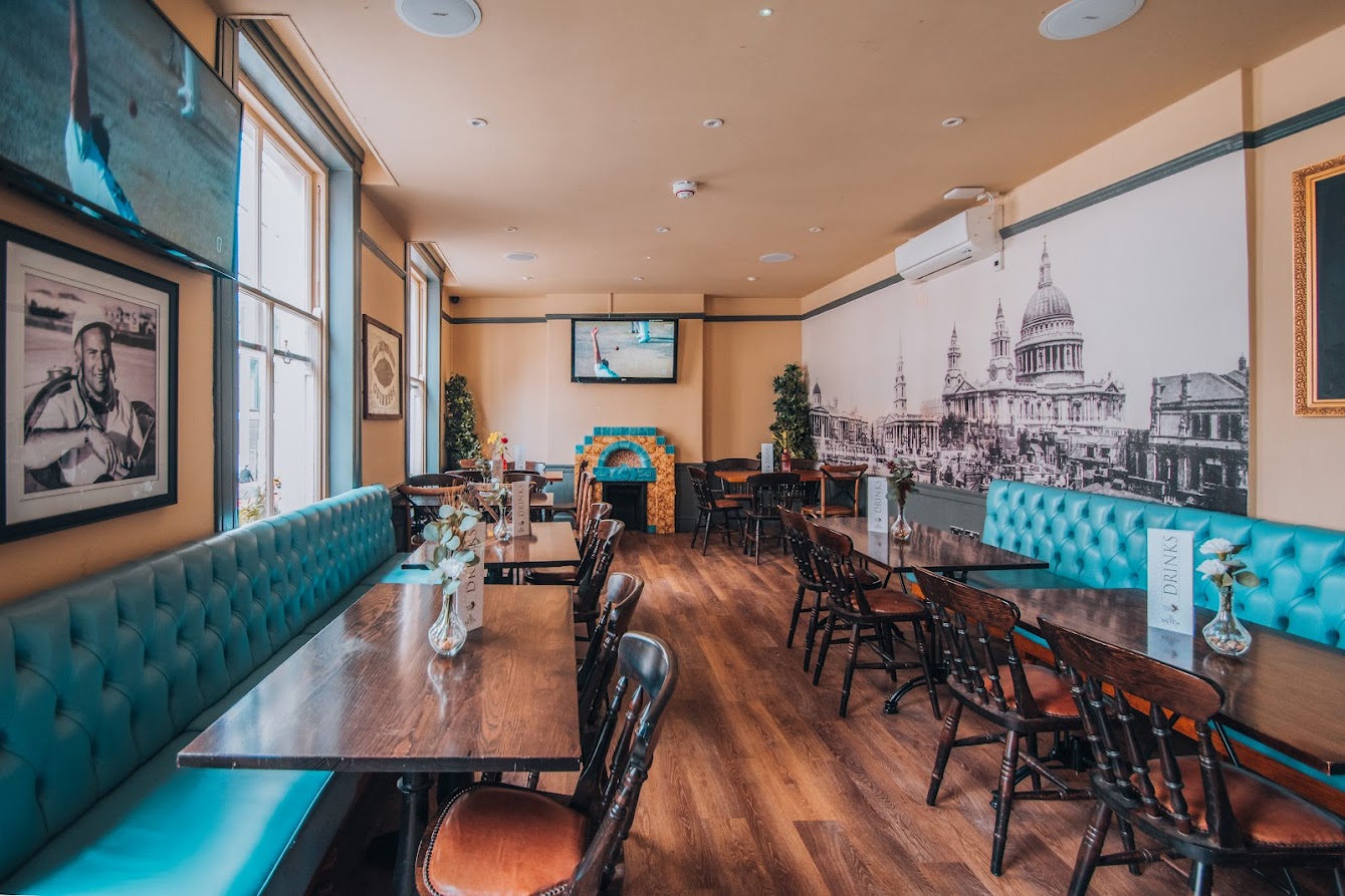 Private function room at The Flying Horse, stylish venue for corporate events and gatherings.