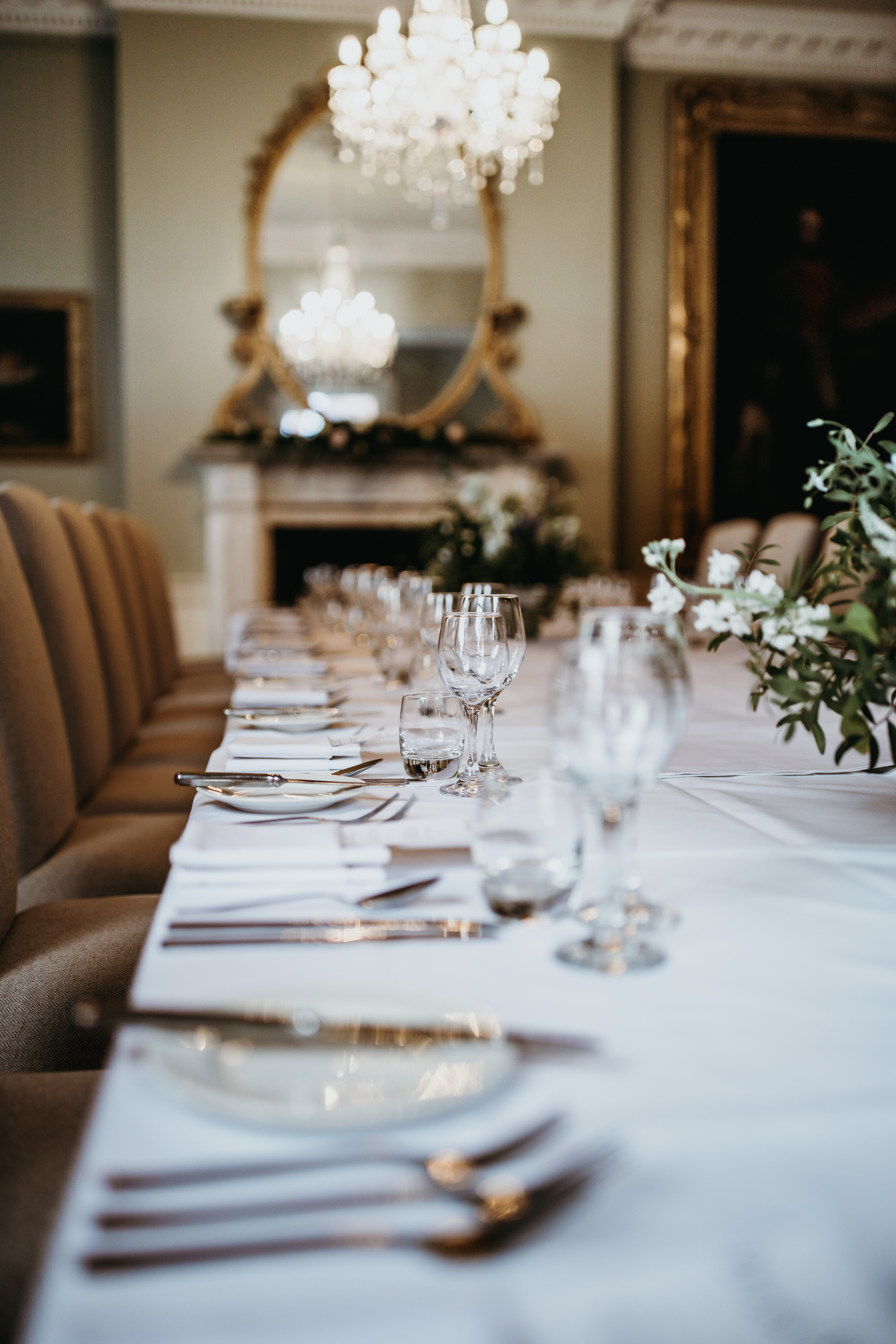 Elegant dining table setup at Norwood Park Country House for corporate events.