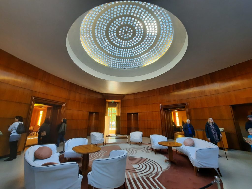 Art Deco rotunda at Eltham Palace for upscale receptions and VIP networking events.