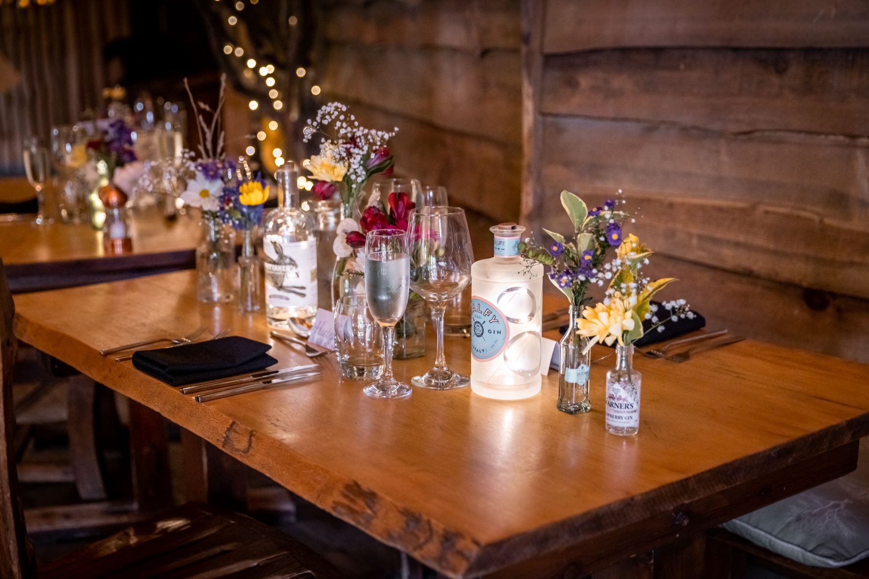Elegant dining table in The Treehouse, Alnwick Garden for weddings and celebrations.