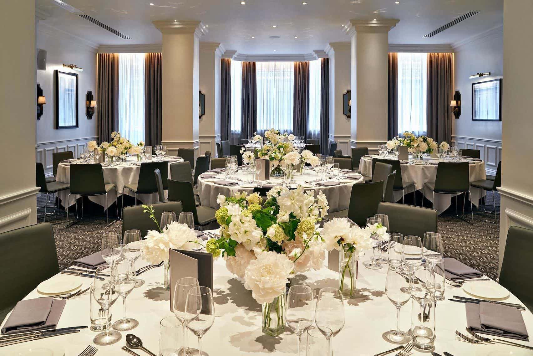 Elegant banquet room at Kimpton Fitzroy London, perfect for weddings and corporate events.