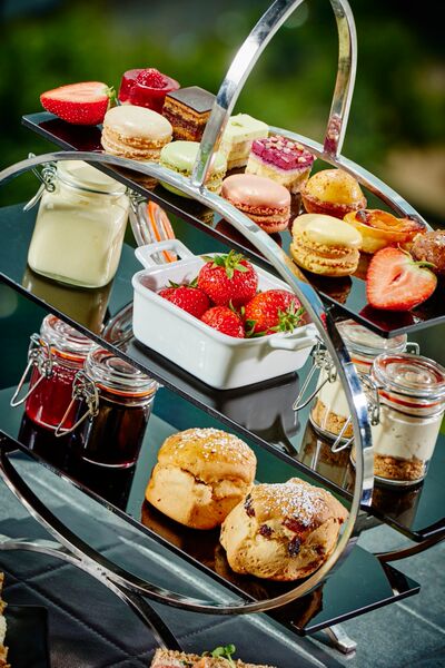 Elegant dessert display in Marco Pierre White Private Dining Room, perfect for events and meetings.