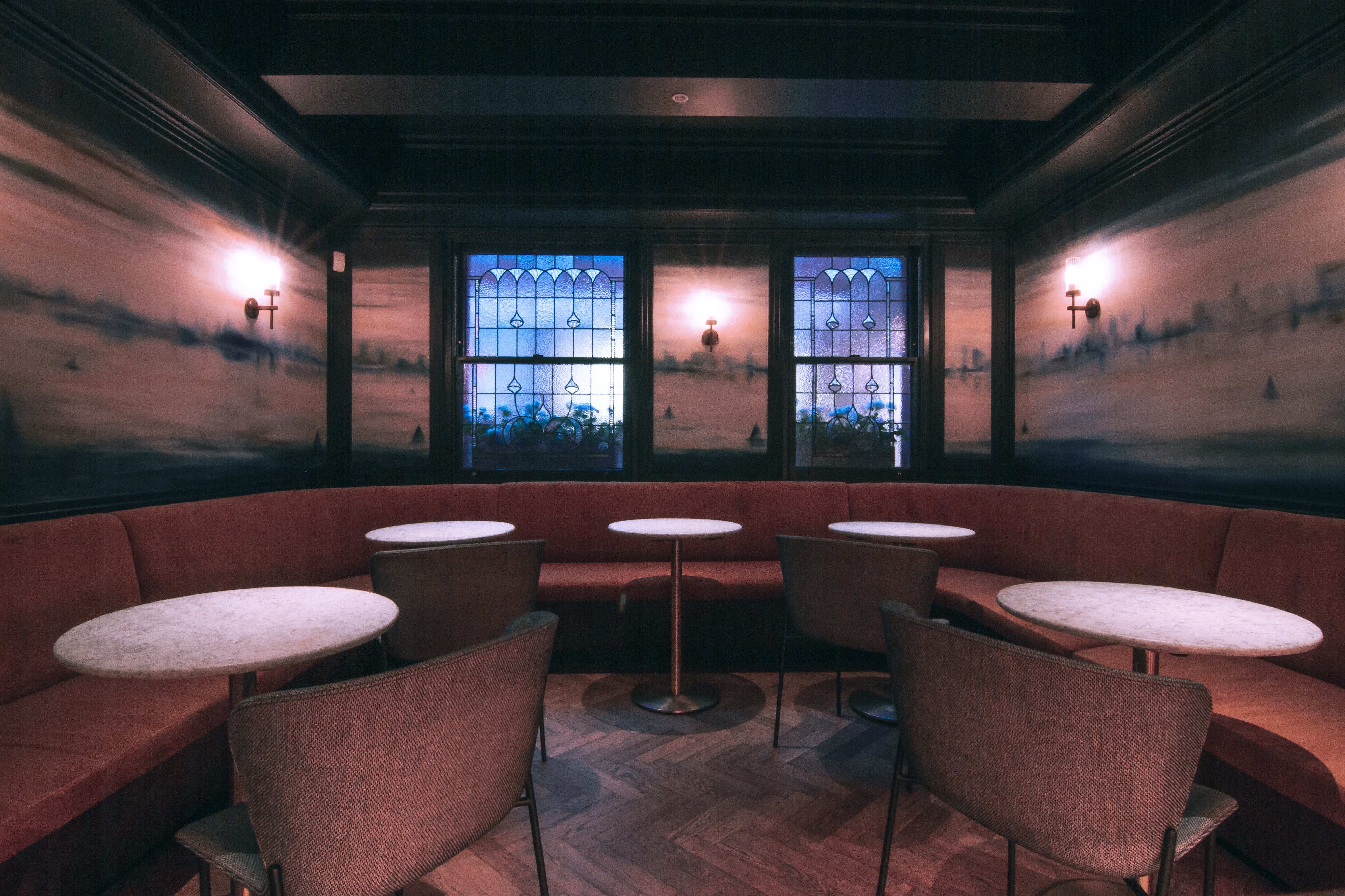 Stylish meeting space with plush seating, ideal for networking events and private gatherings.
