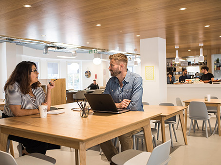Collaborative workspace at The Steine, ideal for informal meetings and brainstorming sessions.