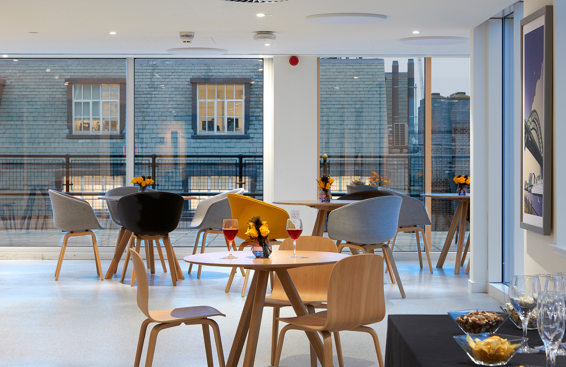 Modern event space at Open Council, ideal for networking and cocktail receptions.