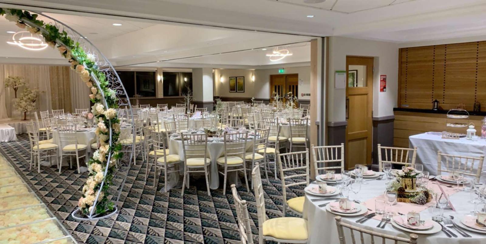 Elegant banquet space at Holiday Inn Leicester, perfect for weddings and formal events.