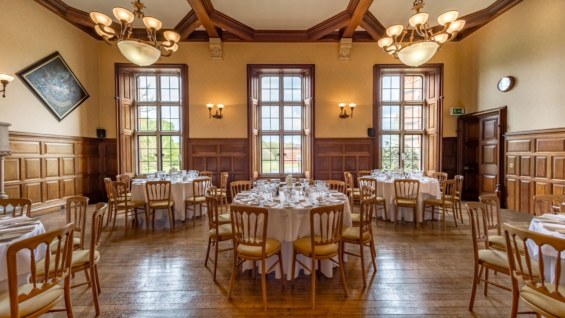 Elegant Oak Room at The Elvetham, Hampshire for banquets and corporate events.