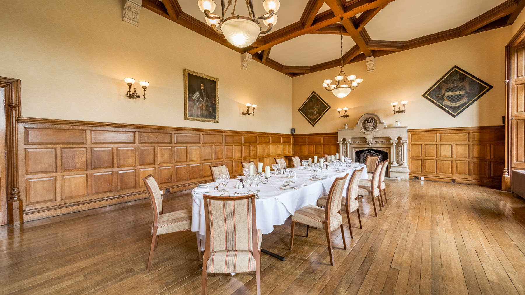 Elegant Oak Room at The Elvetham, Hampshire for corporate events and private functions.