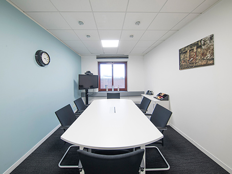 Modern meeting room at Baltic Wharf, featuring ergonomic chairs and natural light for collaboration.