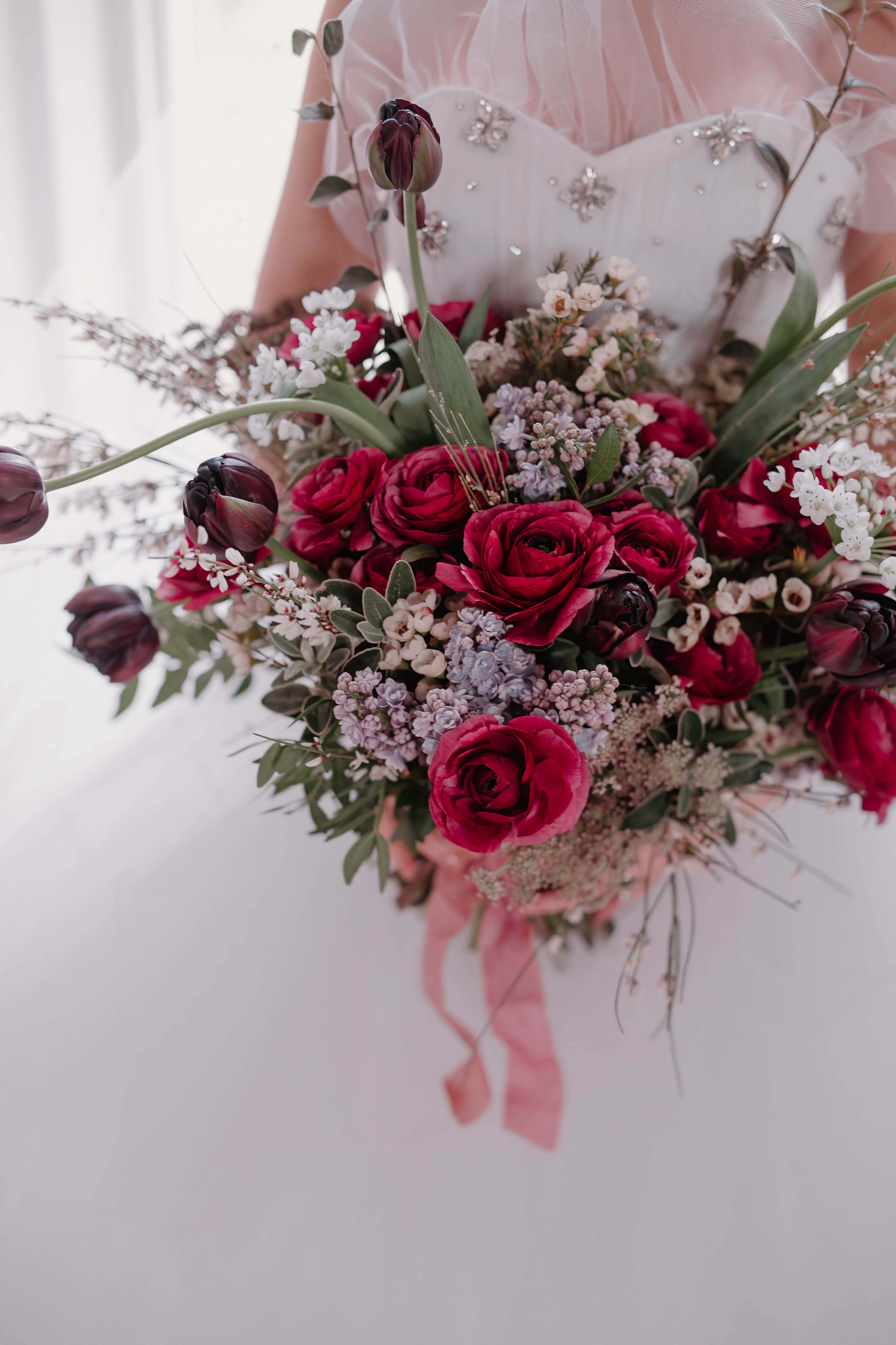 "Elegant bouquet of red roses for wedding decor at Pitzhanger Manor & Gallery."