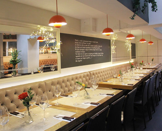 Elegant dining space in Hache Holborn for corporate events and intimate gatherings.