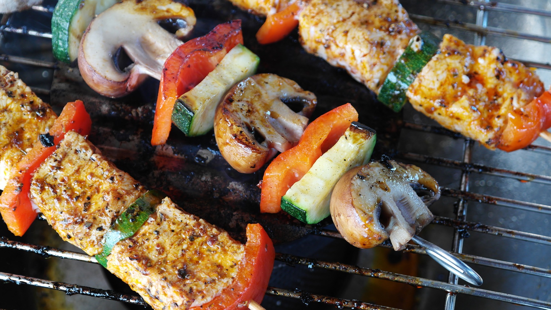 BBQ Boat with colorful grilled skewers for summer outdoor events and catering.