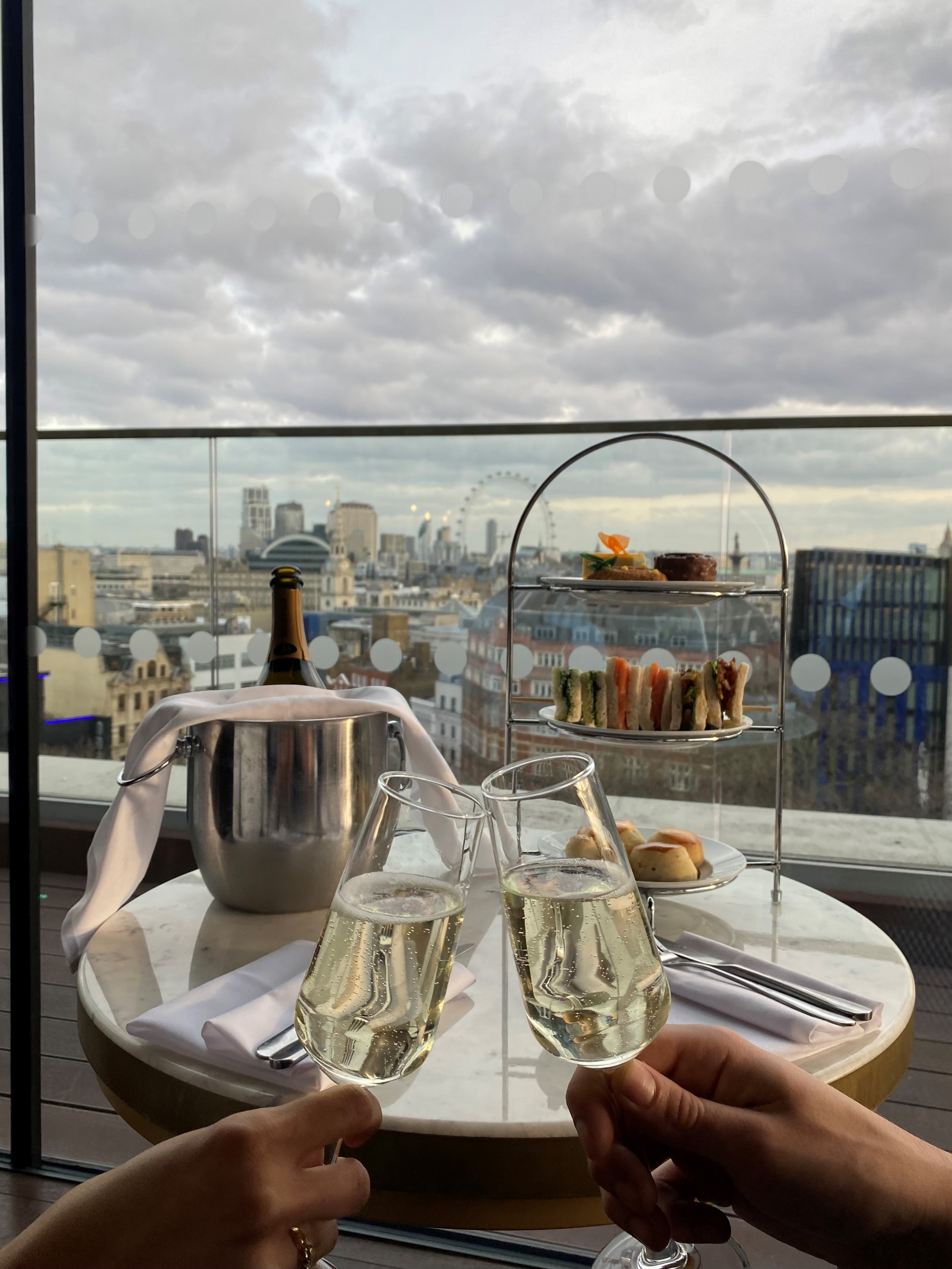 Elegant afternoon tea setup with champagne at The View @LSQ, perfect for networking events.
