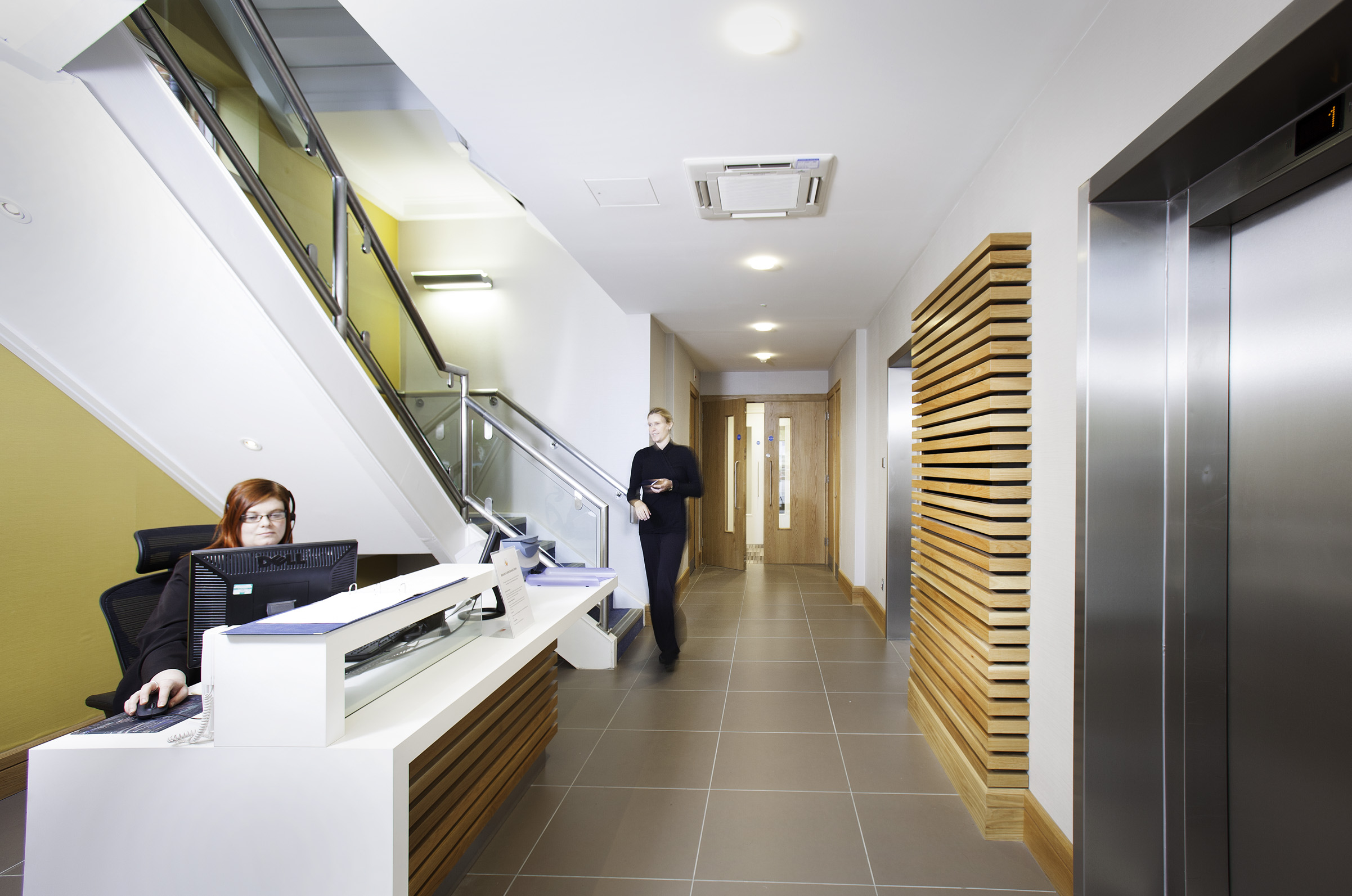 Modern reception area in Mayflower Suite, UBC Southampton for professional events.