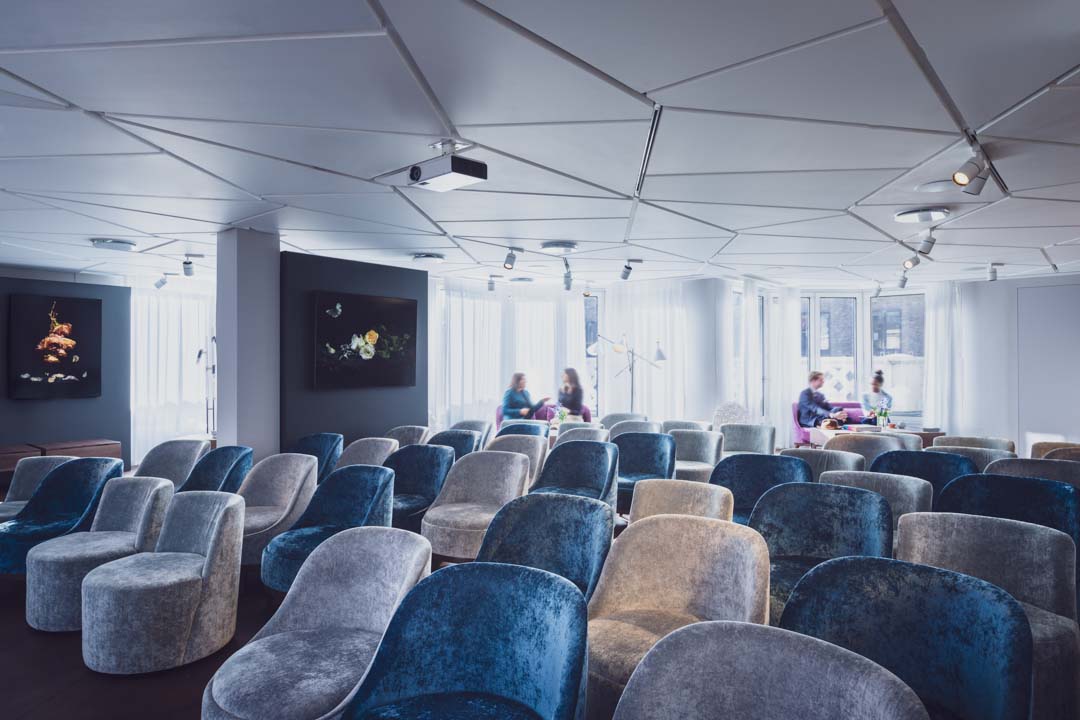 Modern event space with plush seating, ideal for meetings and networking at 12 Hay Hill.