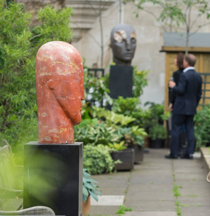 Southwood Garden at St James's Church, featuring a striking sculpture for networking events.