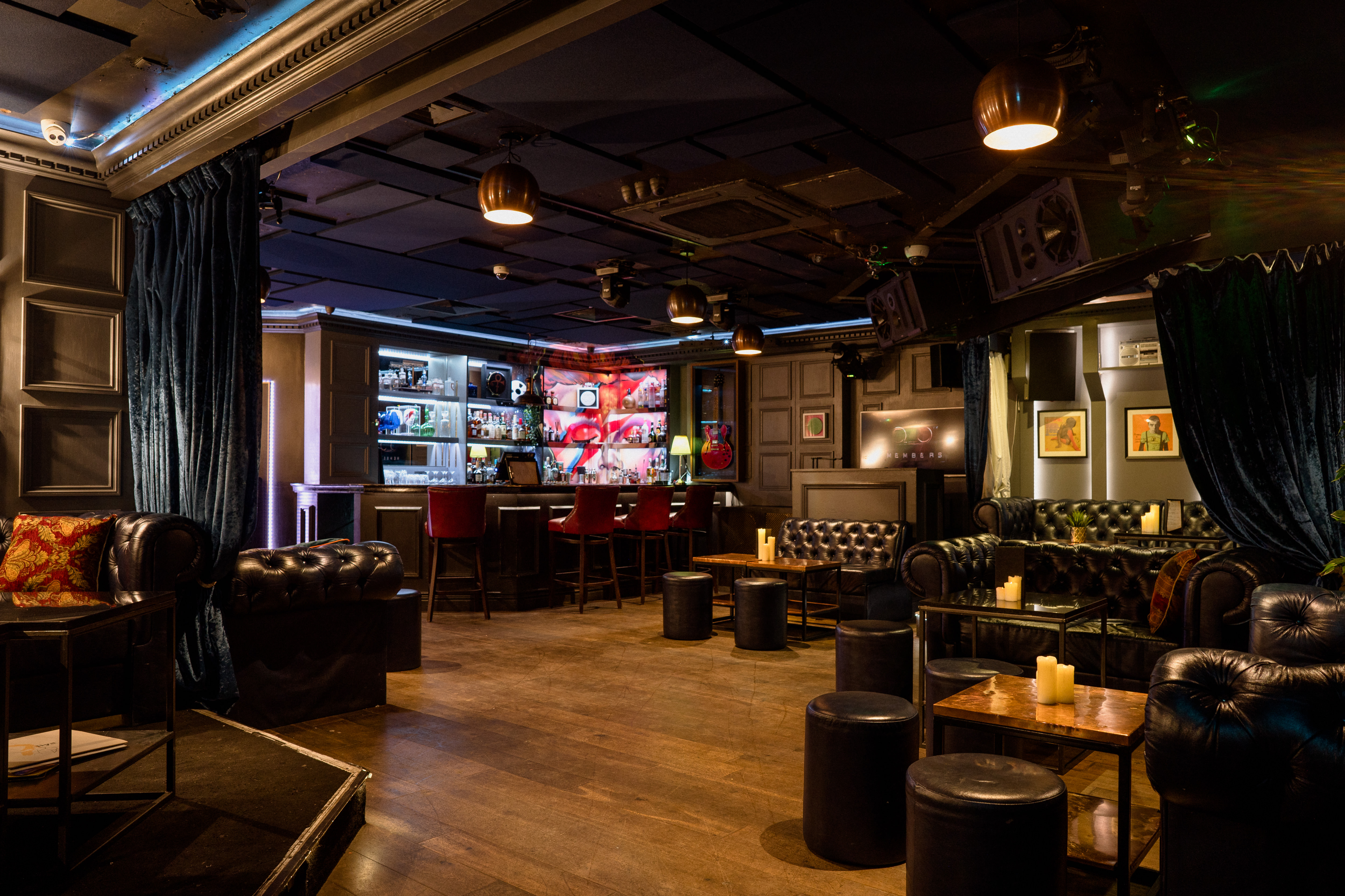 Tape London event space with plush seating, ideal for networking and cocktail receptions.