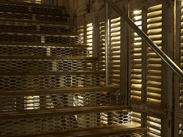 Industrial staircase at The Rio Restaurant, perfect for networking events and breakout sessions.