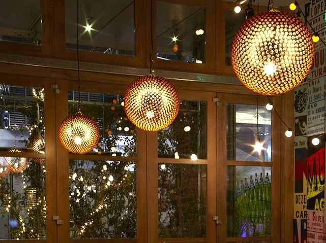 Stylish Rio Restaurant in Cabana Stratford with unique pendant lighting for events.