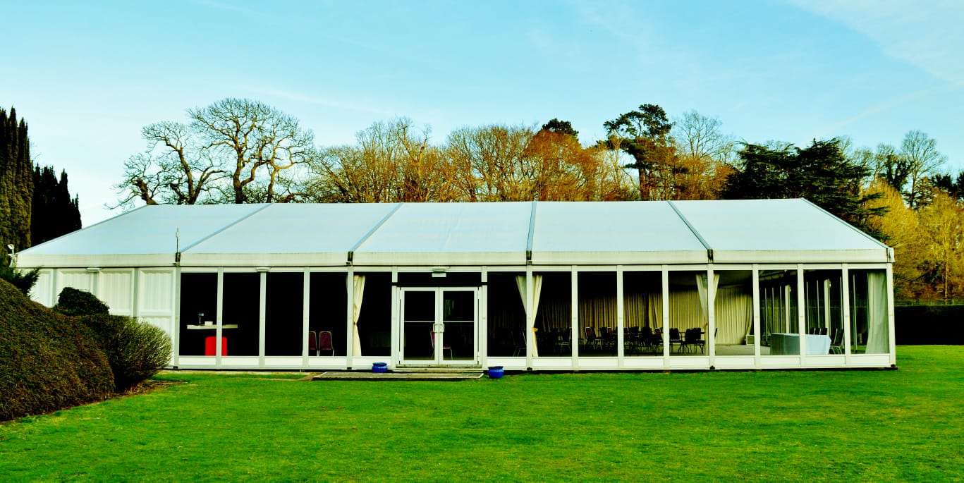 Spacious marquee at Broome Park Hotel, perfect for weddings and outdoor events.