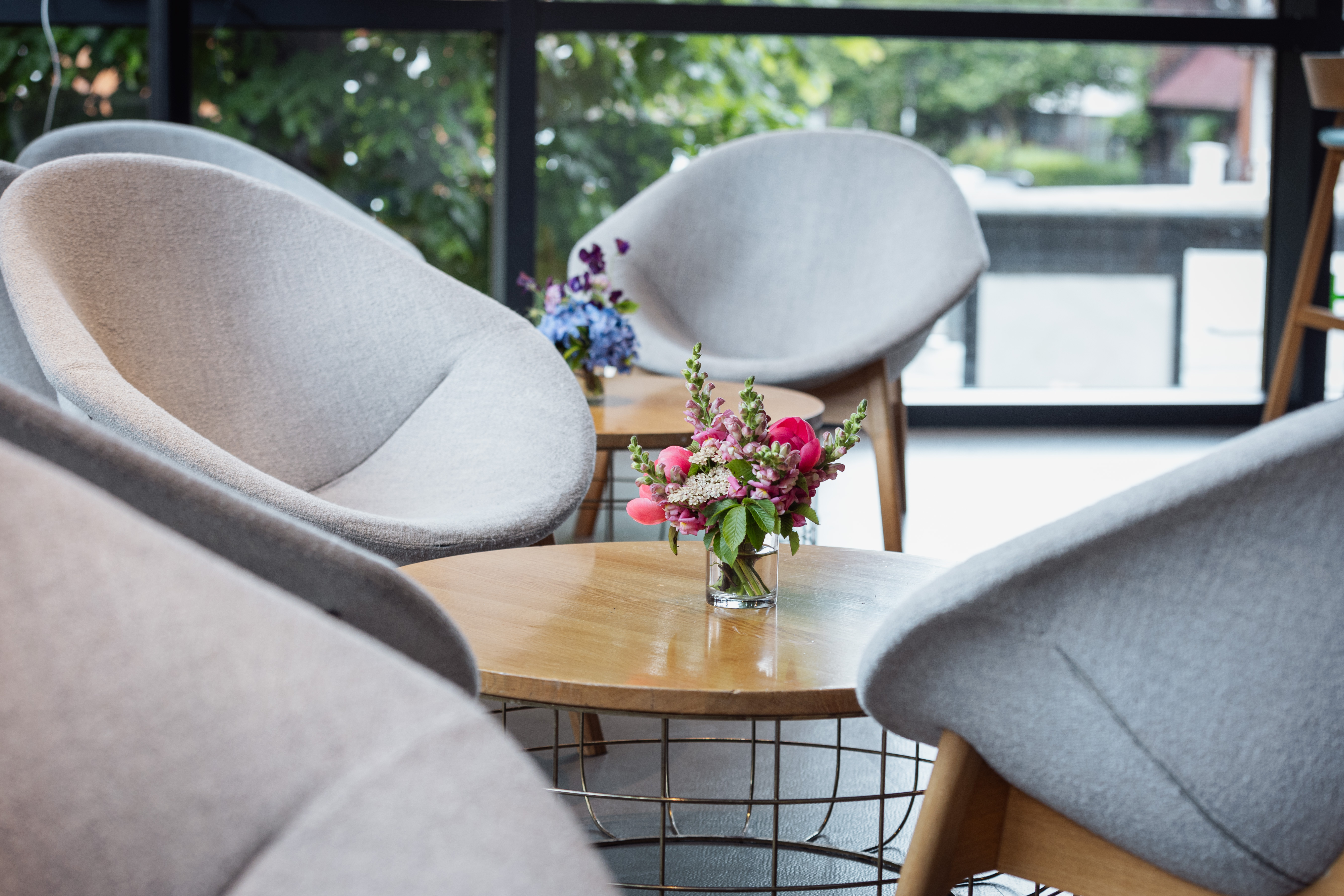 Stylish lounge area in National Army Museum cafe, ideal for networking events.