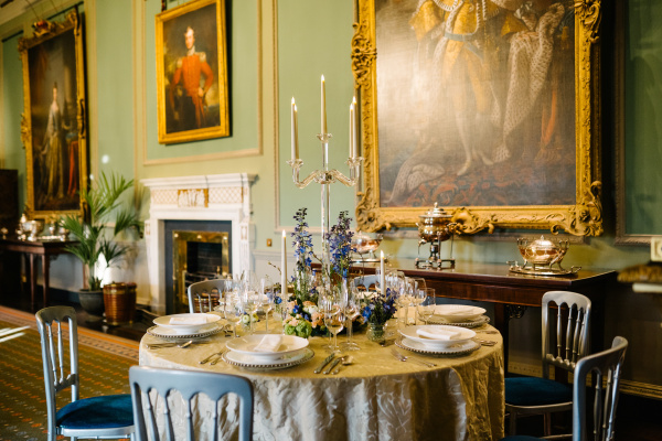 Elegant dining table at Hillsborough Castle for luxury events and celebrations.