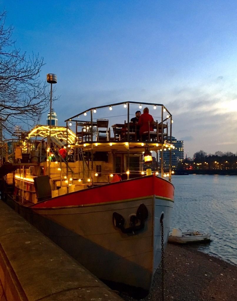 "Outdoor stage deck at Tamesis Dock, perfect for unique events and private dinners."