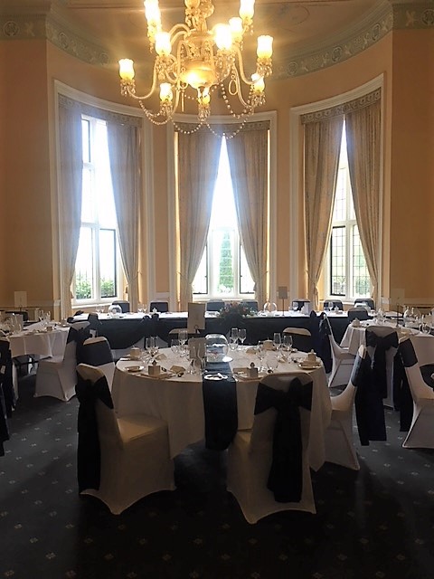 Elegant banquet room at Broome Park Hotel, ideal for corporate events and celebrations.