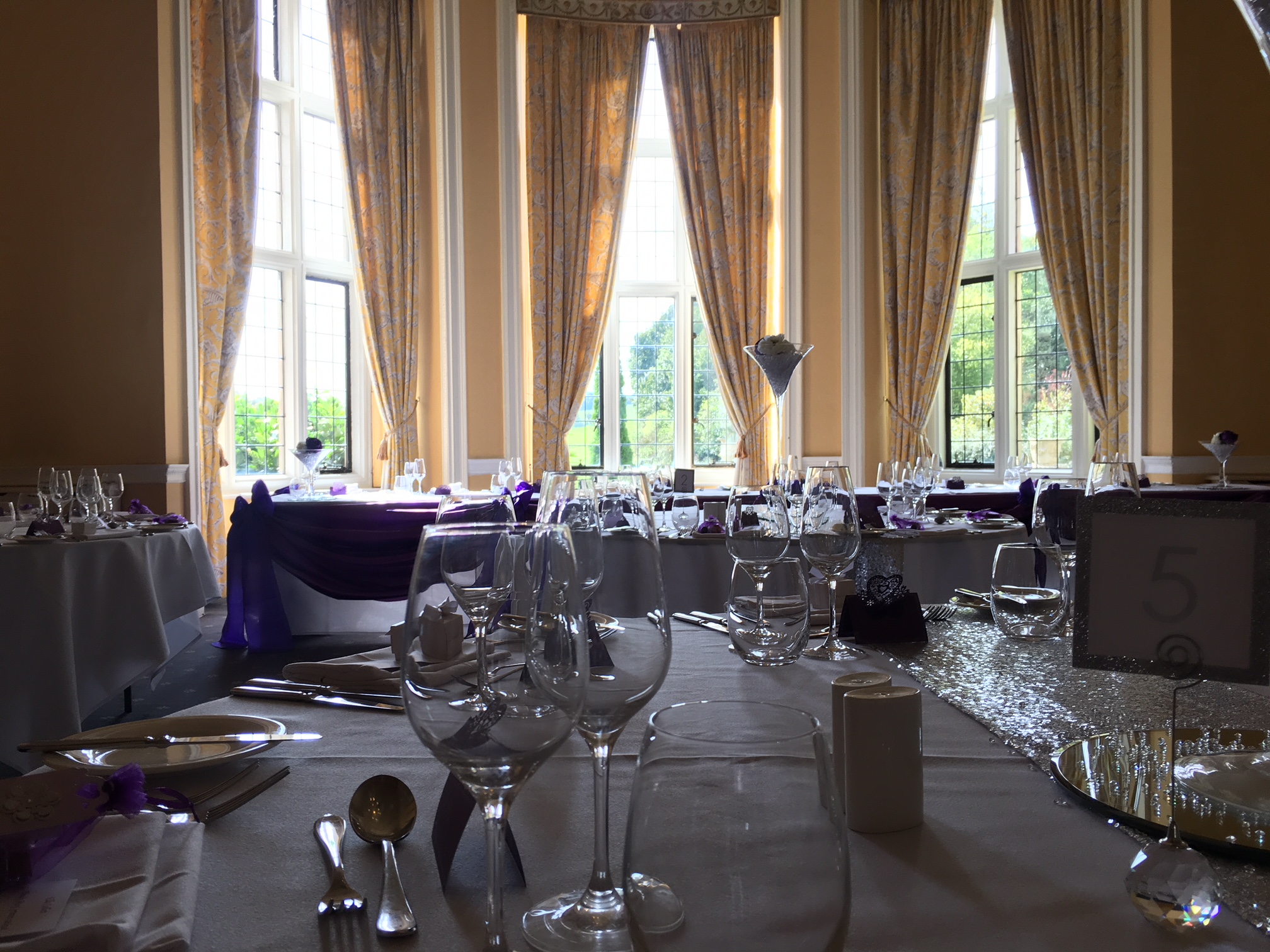 Georgian Room at Broome Park Hotel, elegant banquet setup for weddings and events.