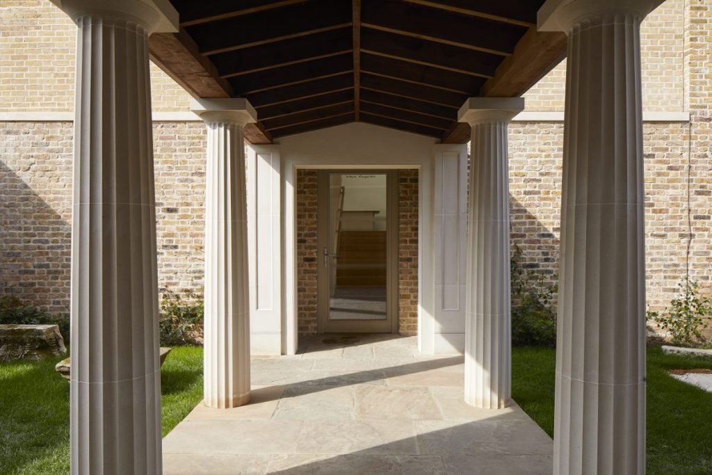 Elegant Colonnade at Pitzhanger Manor, ideal for upscale events and meetings.