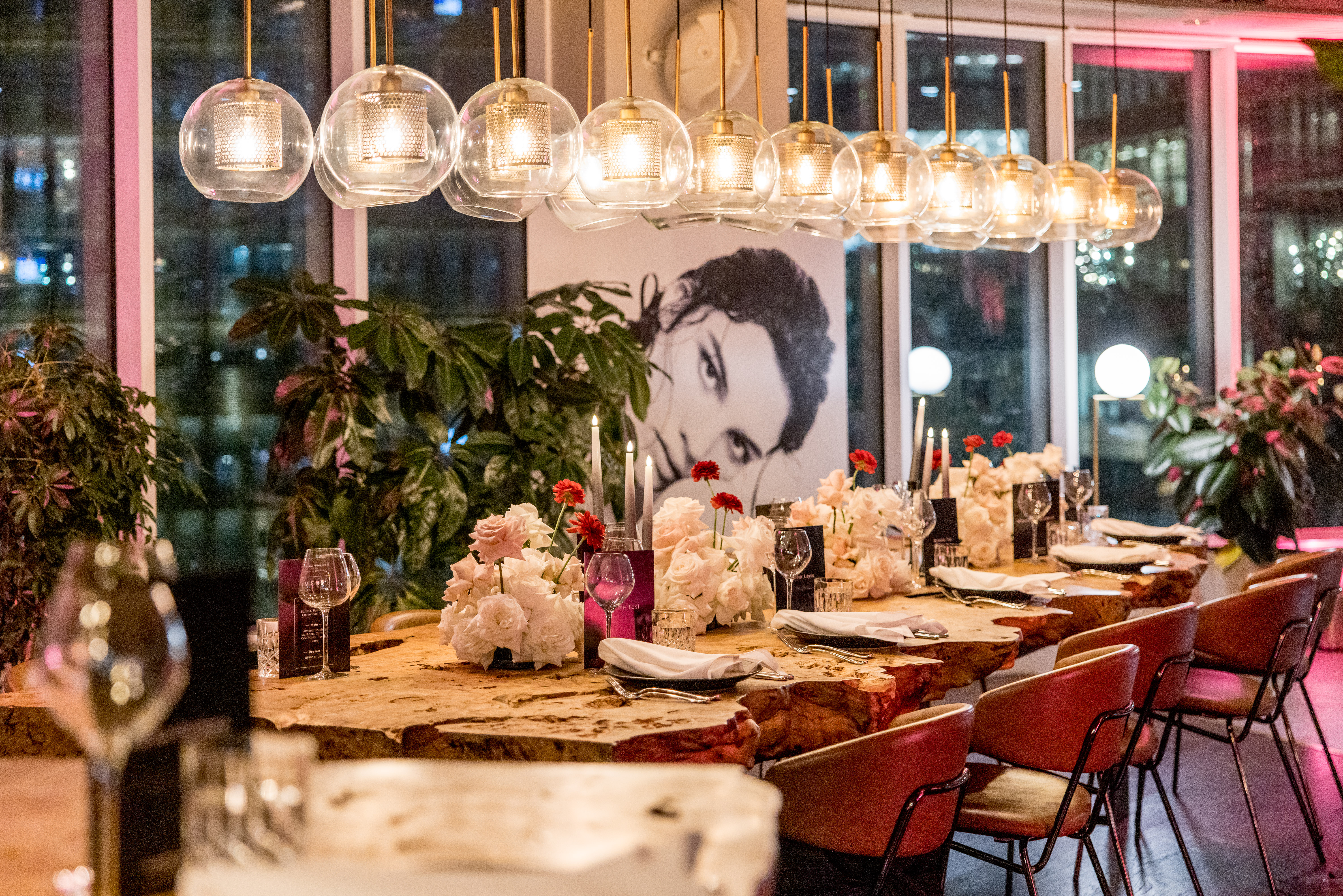 Elegant dining setup at Cafe Lounge, Liverpool for gala or private dinner event.