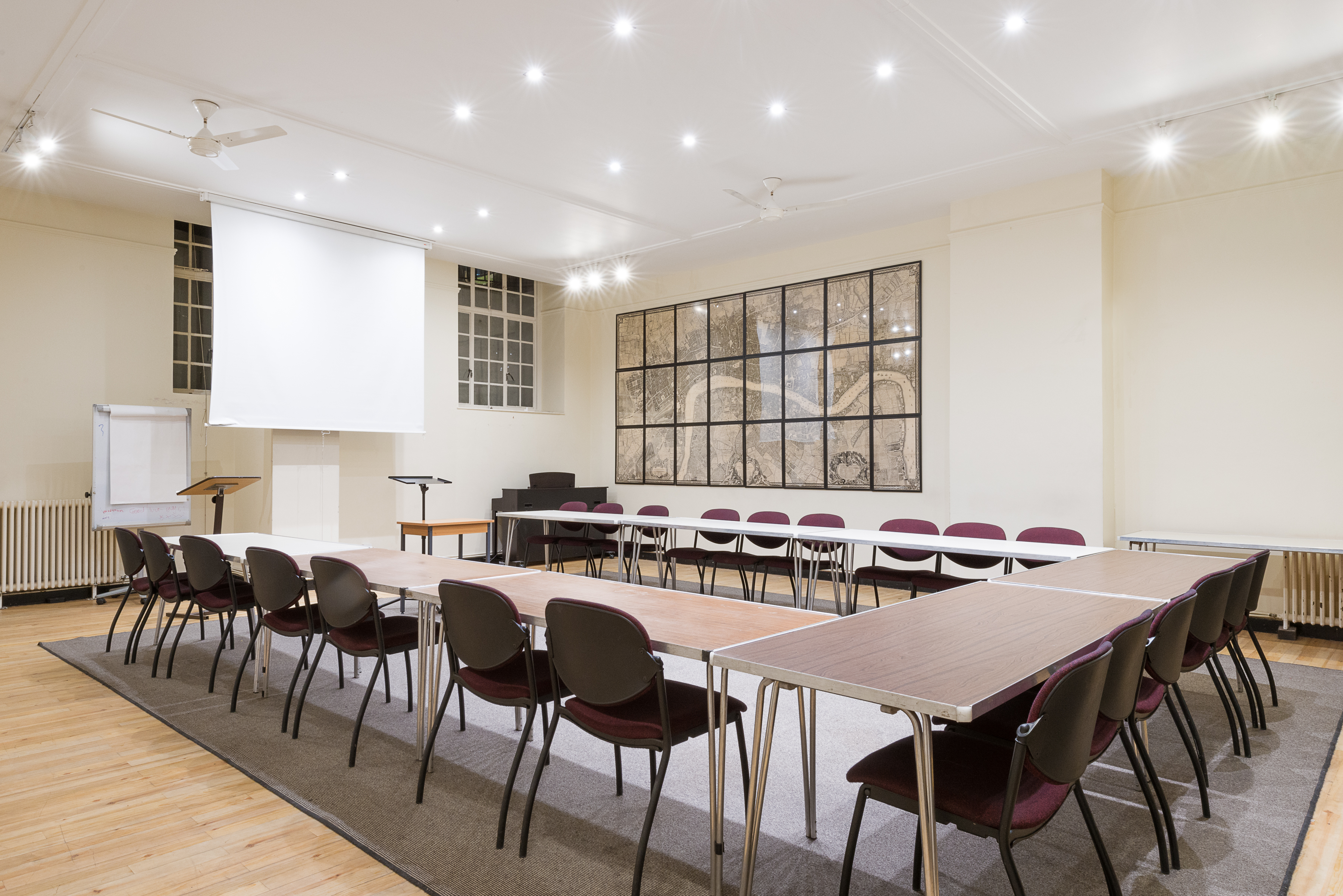 Meeting room in St James's Church Piccadilly, U-shaped setup for workshops and meetings.