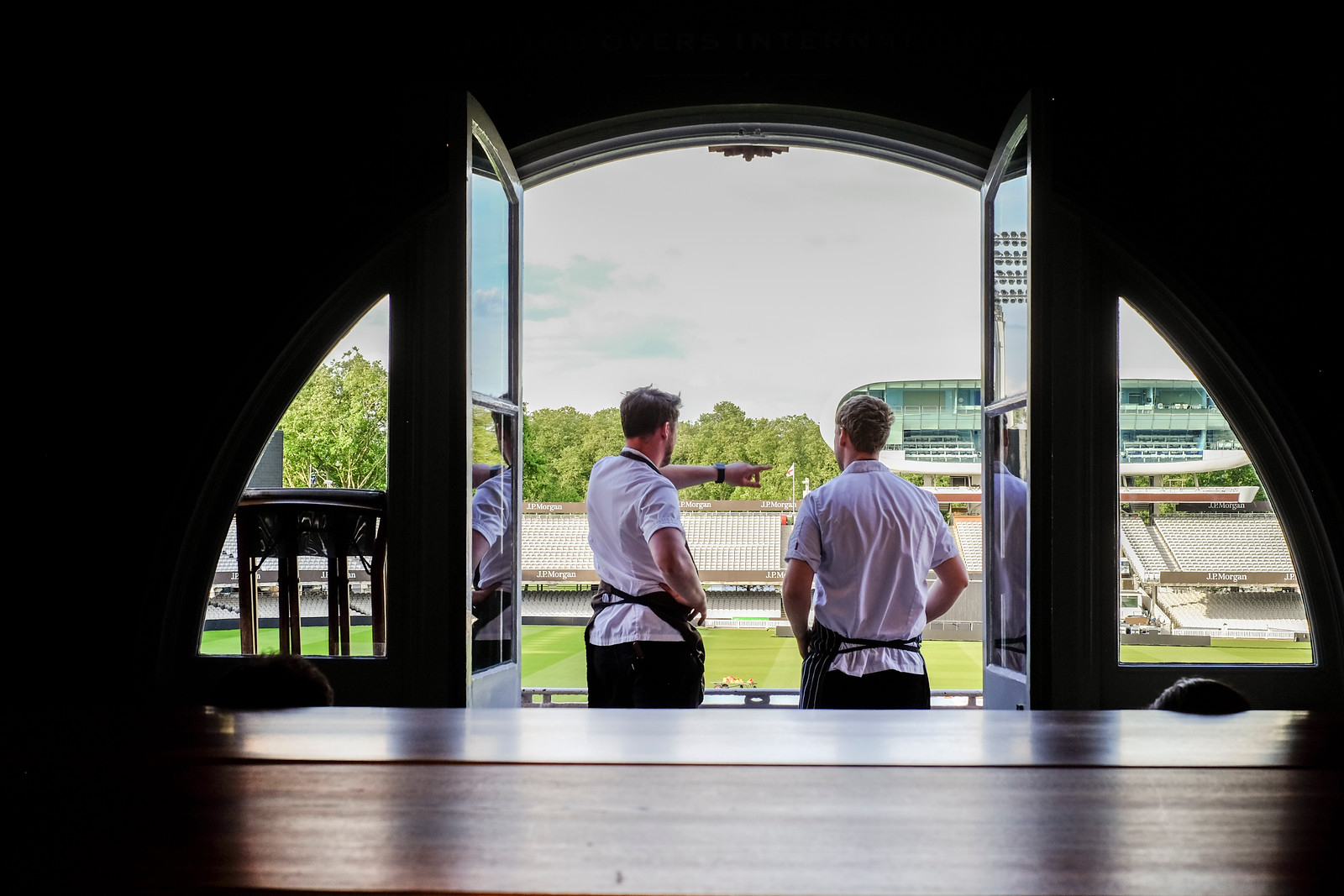 Home Dressing Room at Lord's Cricket Ground with staff preparing for an event.