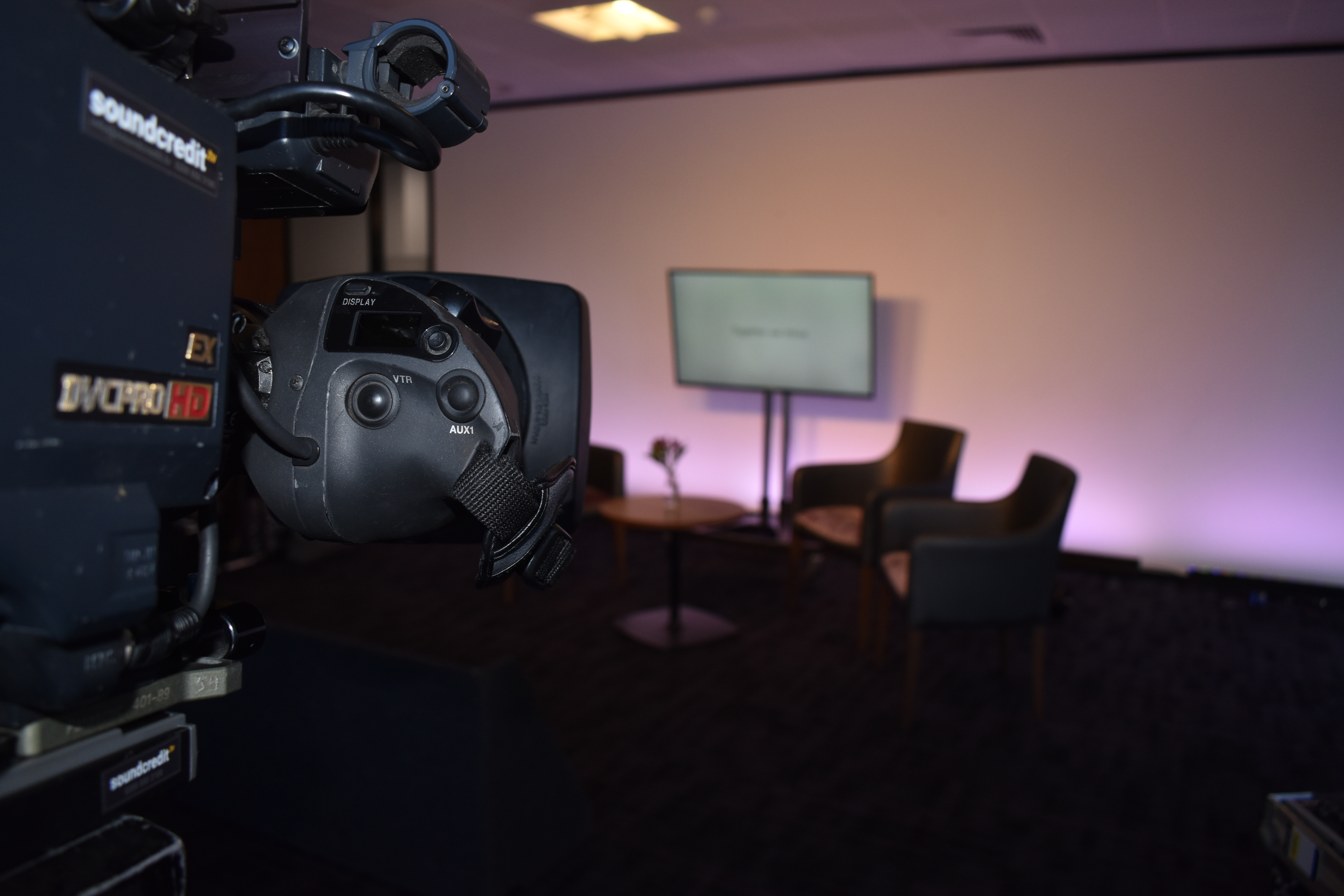 Smithfield Suite event space with camera setup for hybrid meetings in City of London.