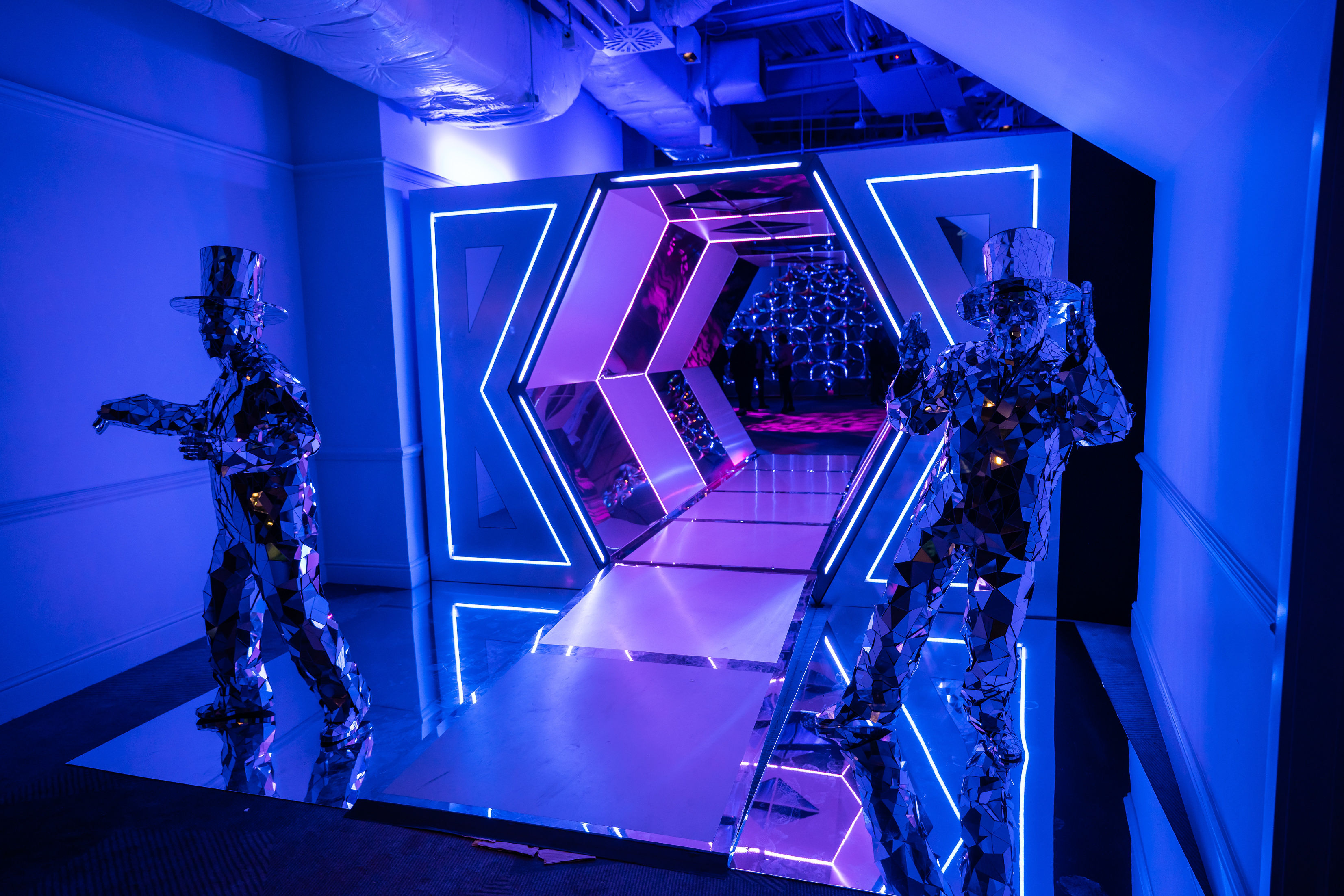 Lock No. 4 entrance at Allianz Stadium, Twickenham with illuminated hexagonal archway.