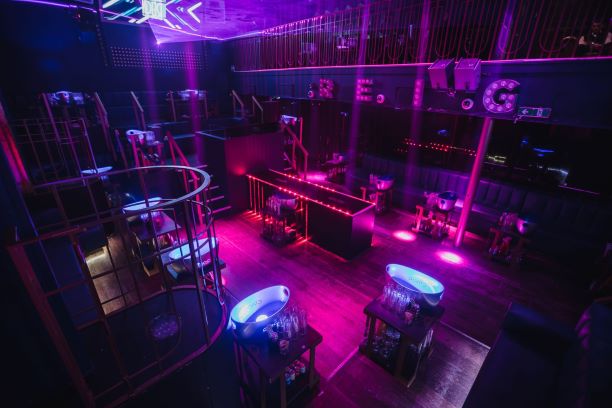 Vibrant event space at The Mezzanine, ideal for nightlife and corporate parties.