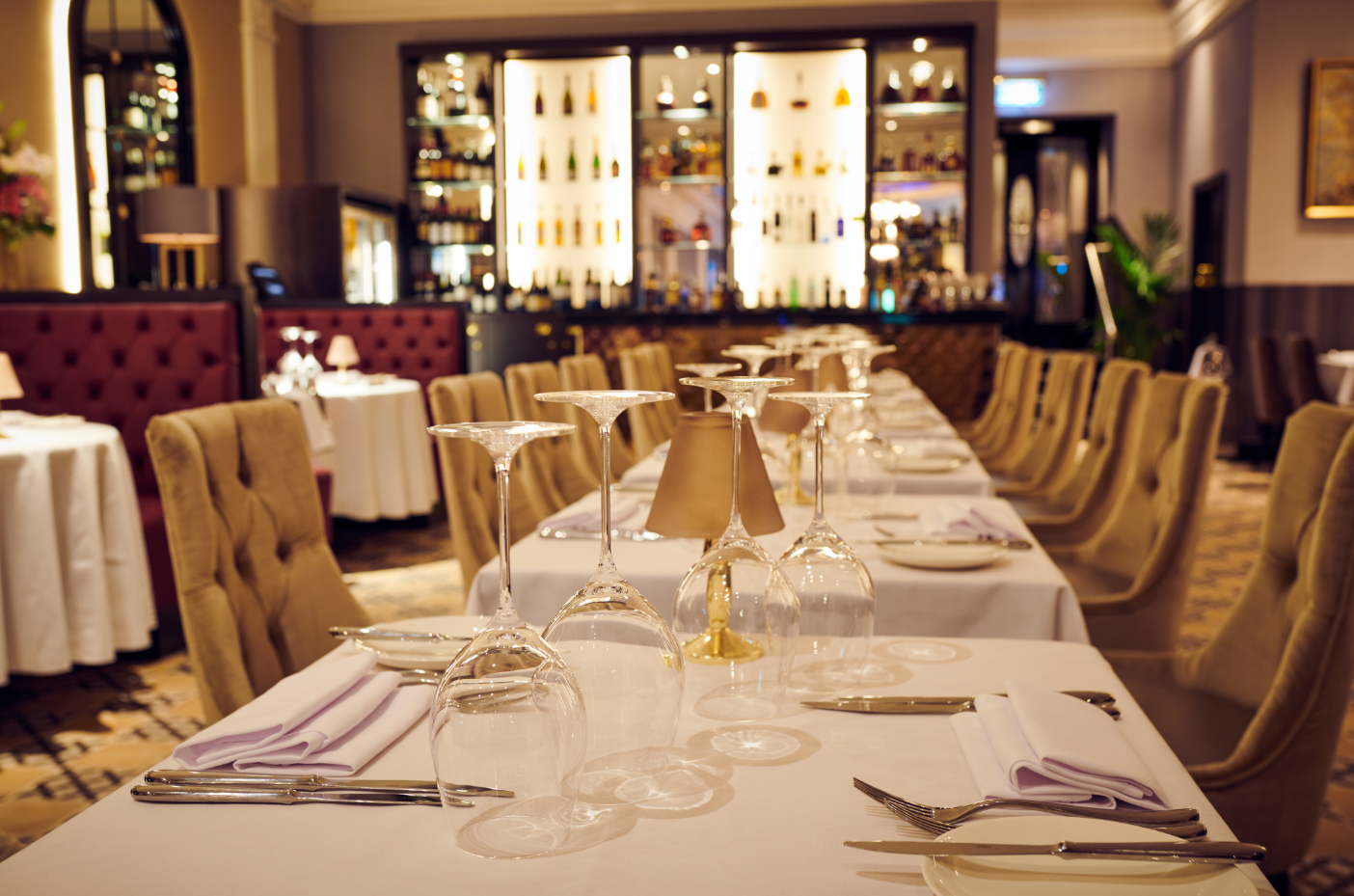 Elegant dining area at The Restaurant in Palm Beach, perfect for upscale events and private dinners.