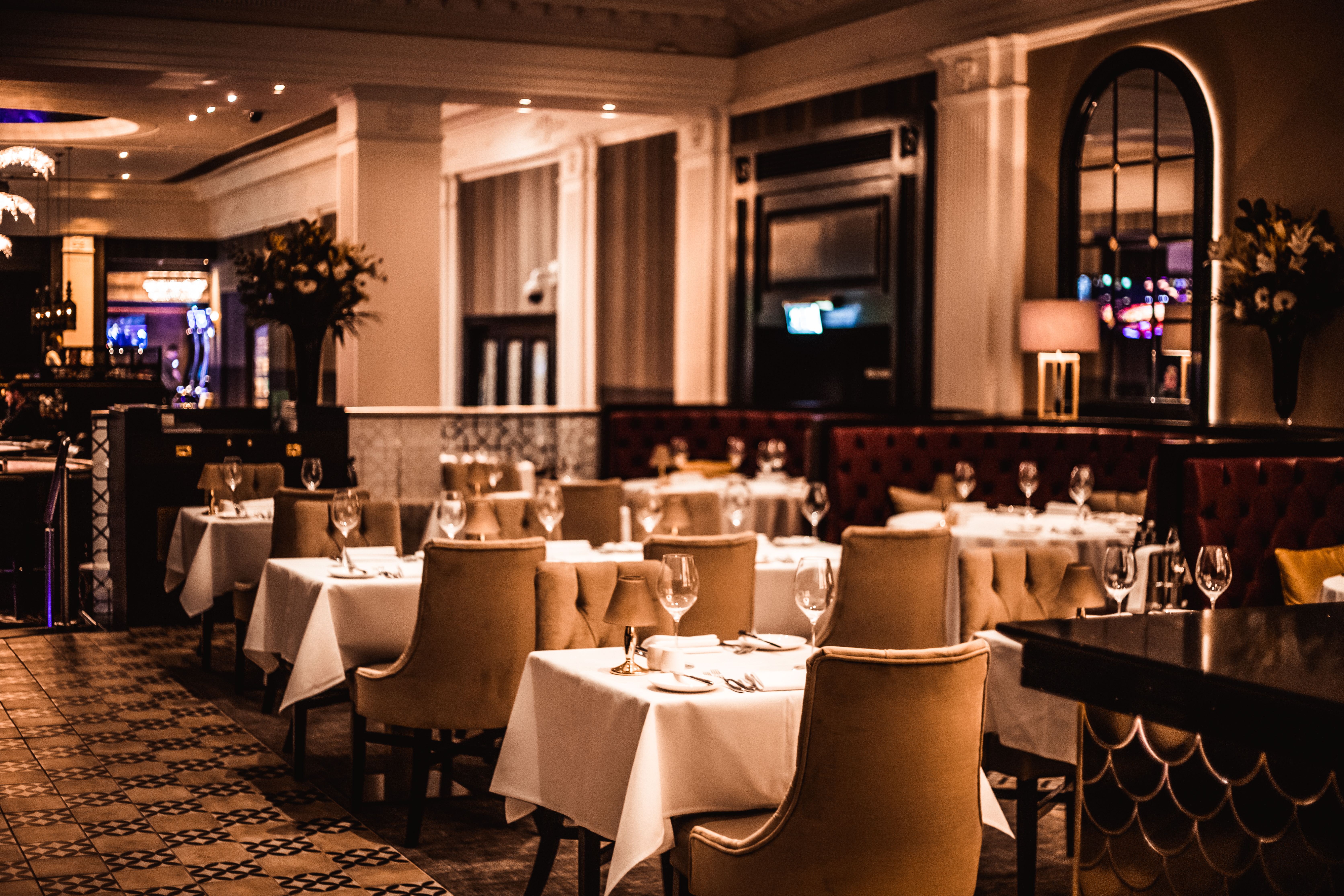 Elegant dining space at The Restaurant in Palm Beach for upscale events and gatherings.