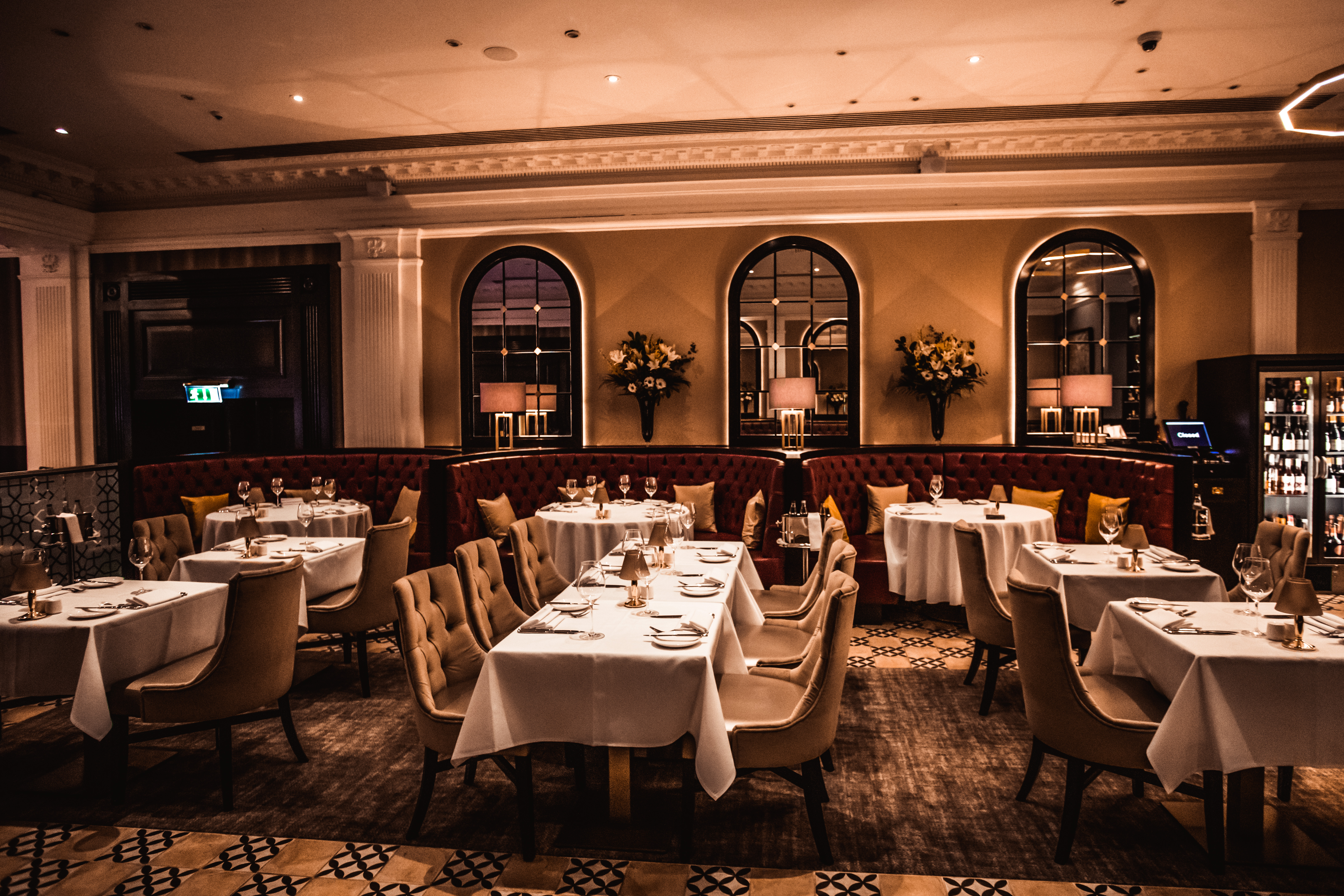 Elegant dining space at The Restaurant in Palm Beach, ideal for upscale events and gatherings.