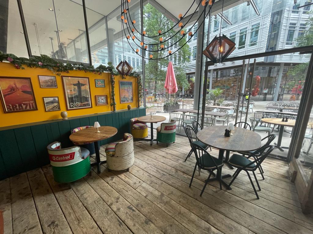 Vibrant Caipirinha Bar in Covent Garden, perfect for casual meetings and events.