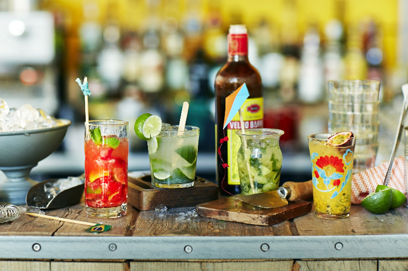 Vibrant cocktails at The Caipirinha Bar, perfect for events and celebrations.