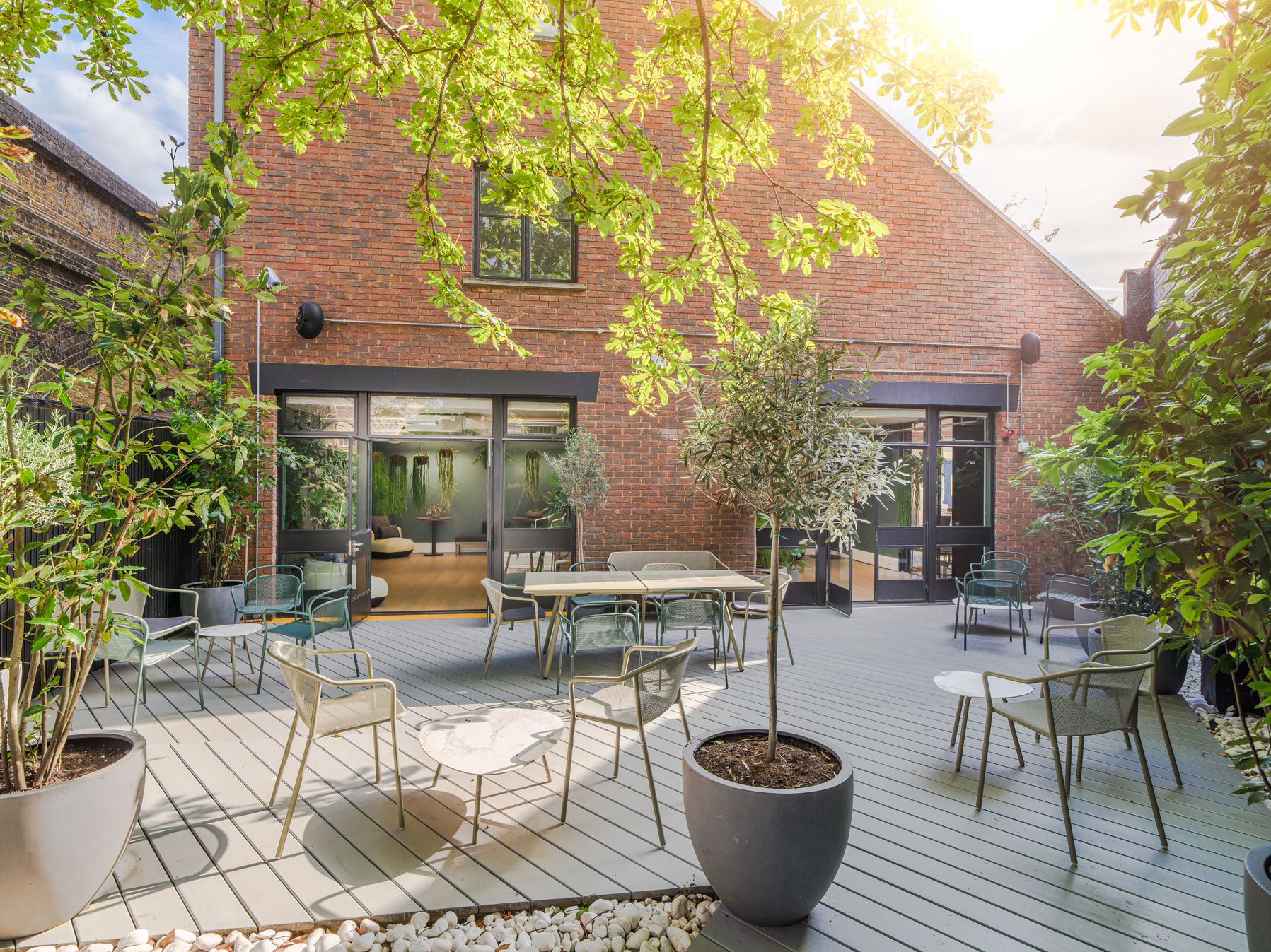 Zen Studio outdoor space in Uncommon Fulham for events and meetings with modern decor.