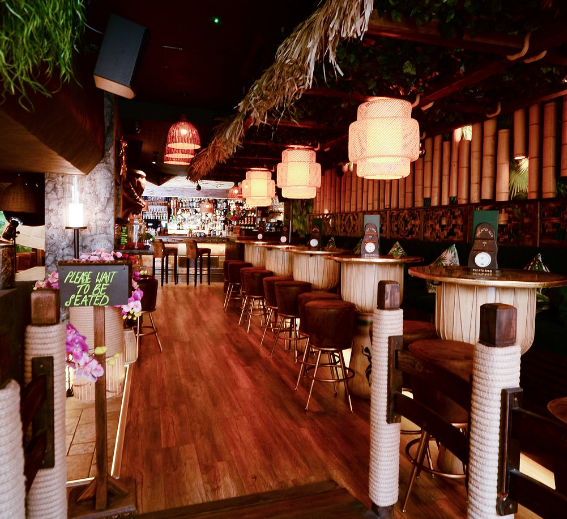 Vibrant Laki Kane venue with tropical decor for casual gatherings and themed events.